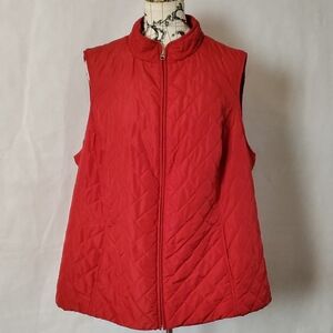 Croft & Barrow Red Quilted Vest with Stand-Up Collar